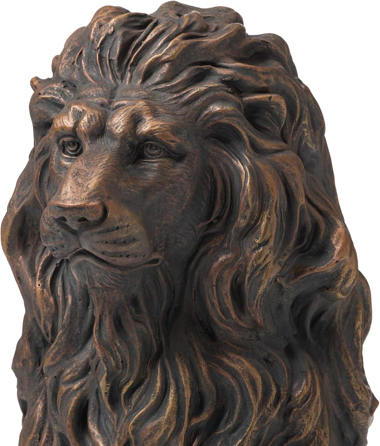 Magnesium Oxide, Fibre Glass Guardian Standing Lion Outdoor Statue, Bronze Massage Lab